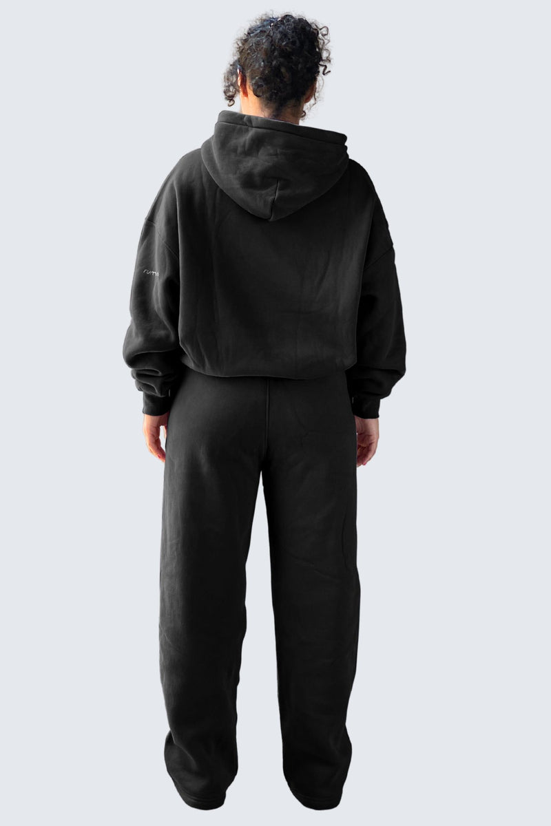 U Moon Sweatpants Relaxed Open Fleece - Black