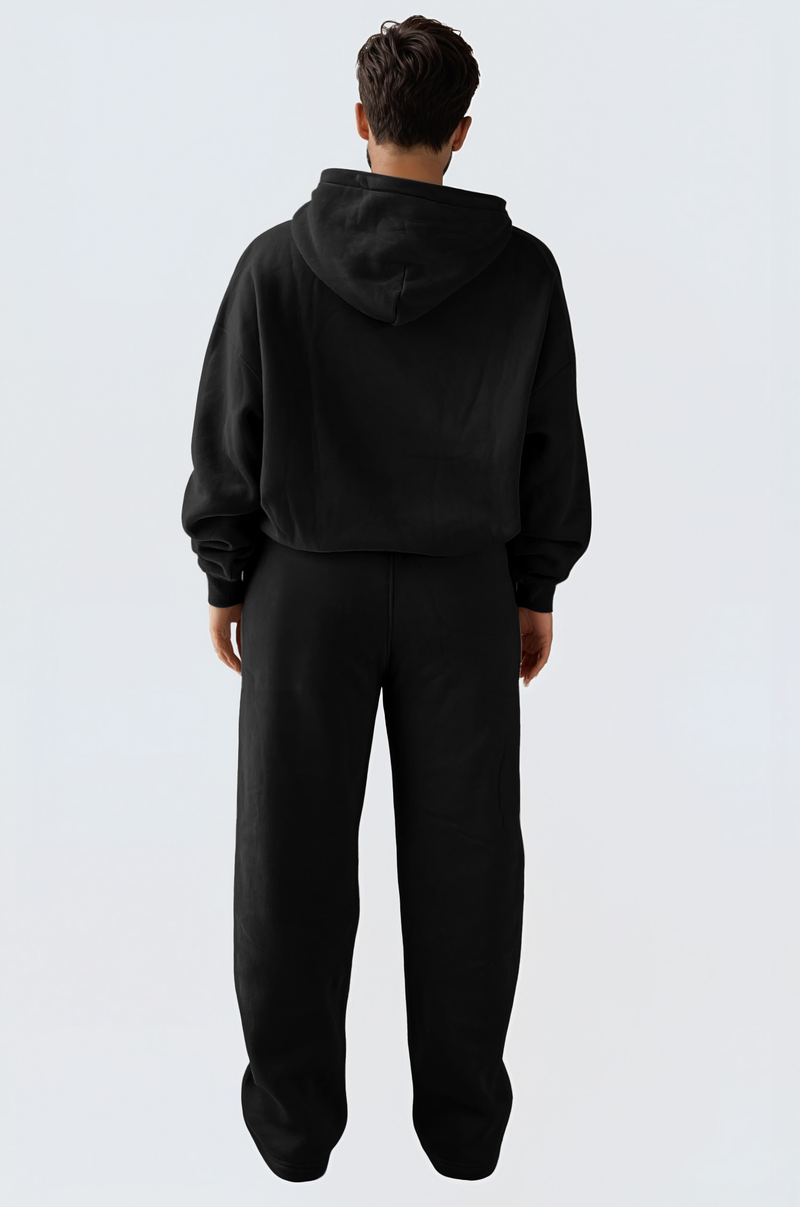 U Moon Dento Sweatshirt Oversize Fleece + Hoodie - Black