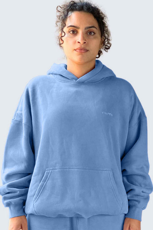 U Moon Dento Sweatshirt Oversize Fleece + Hoodie - Ocean