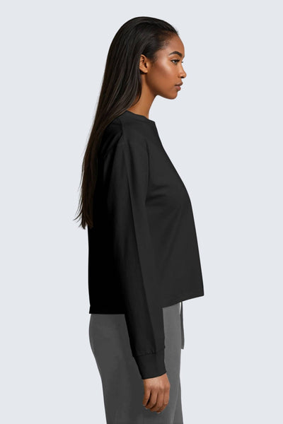 W Moon Tee Mock-Neck Long-Sleeve - Black