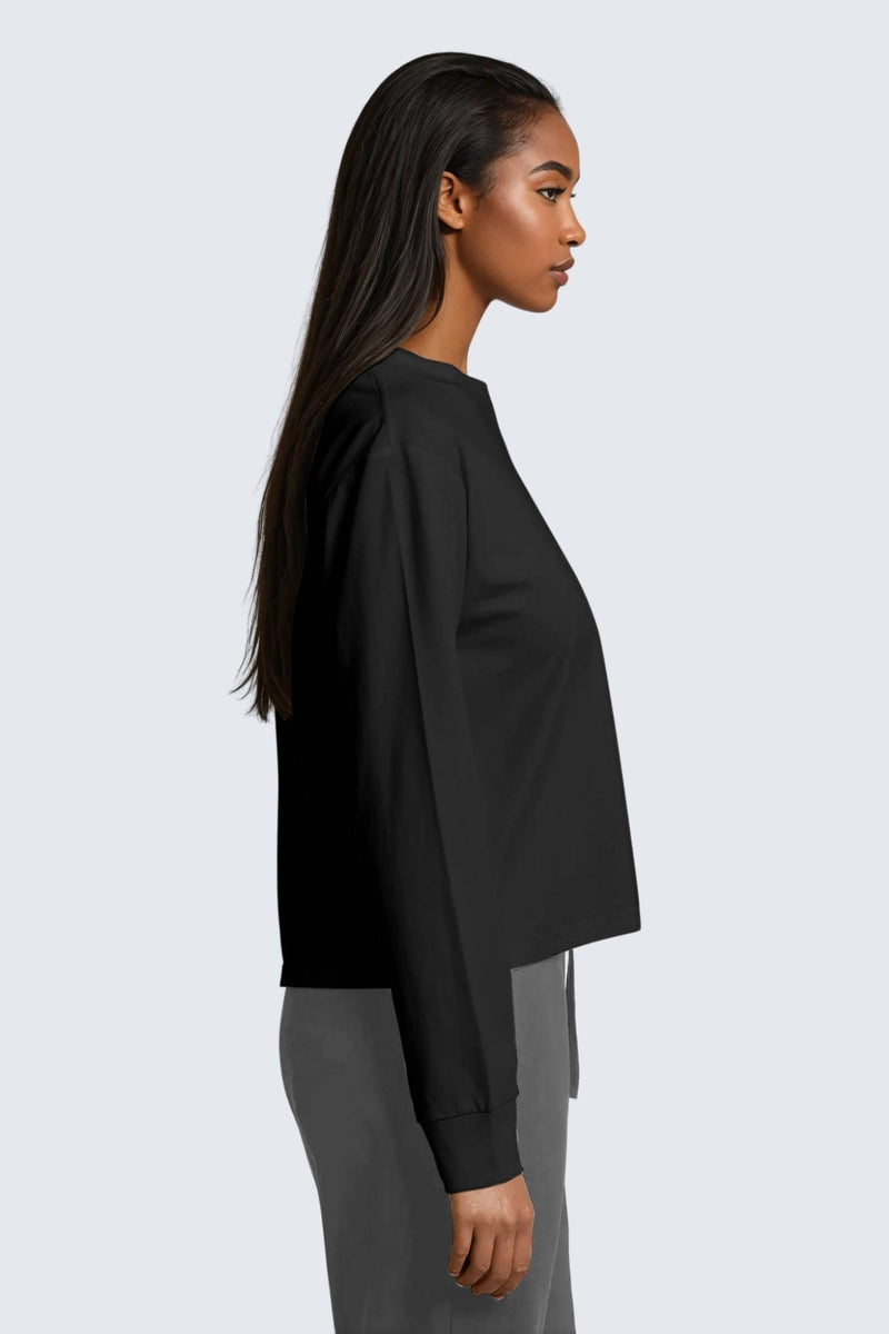 W Moon Tee Mock-Neck Long-Sleeve - Black