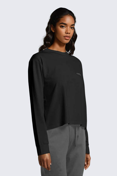 W Moon Tee Mock-Neck Long-Sleeve - Black