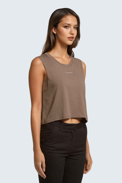 W Moon Air Cropped Tank - Wood
