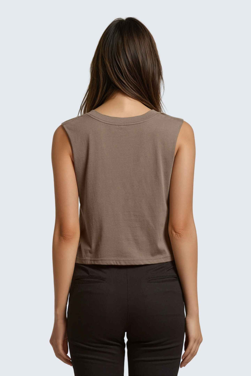 W Moon Air Cropped Tank - Wood