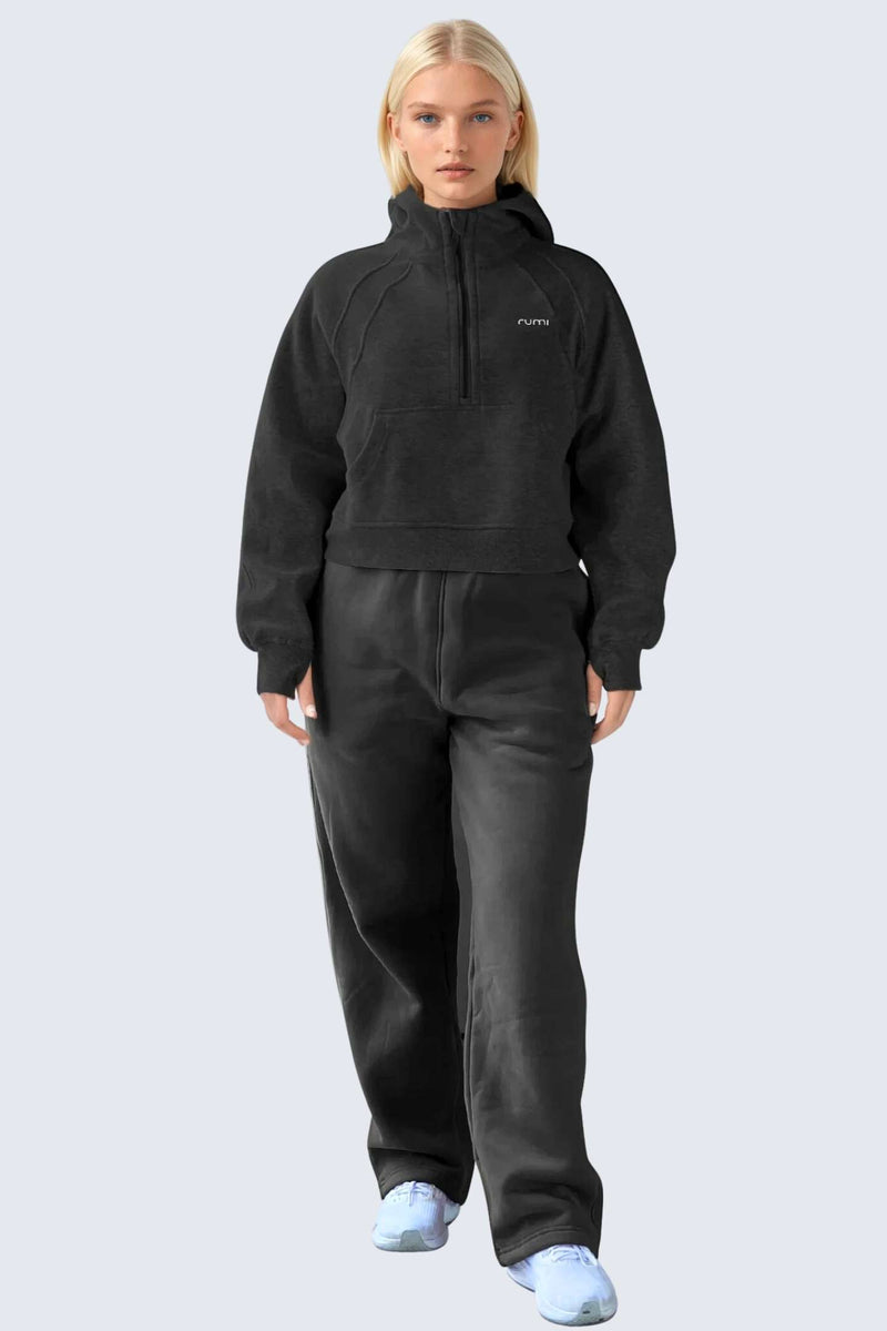 W MoonSweat Shirt Mock Oversized + Hoodie - Black
