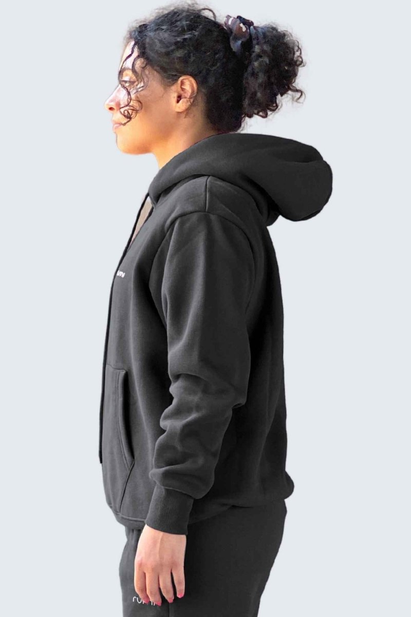 Rumi Earth - U Moon Sweatshirt Oversize Fleece + Hoodie - Black - 