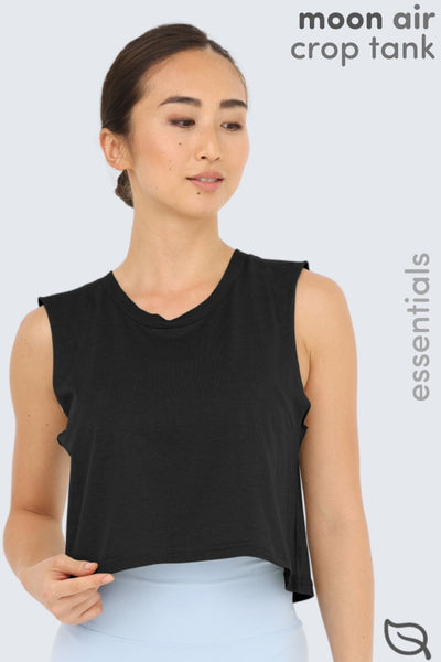 Rumi Earth - W Moon Air Cropped Tank - Black - R131220BKP - Tops