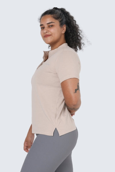 Rumi Earth - W Moon Move Tee Mock Henley - Sand - R111118SDP - Tops