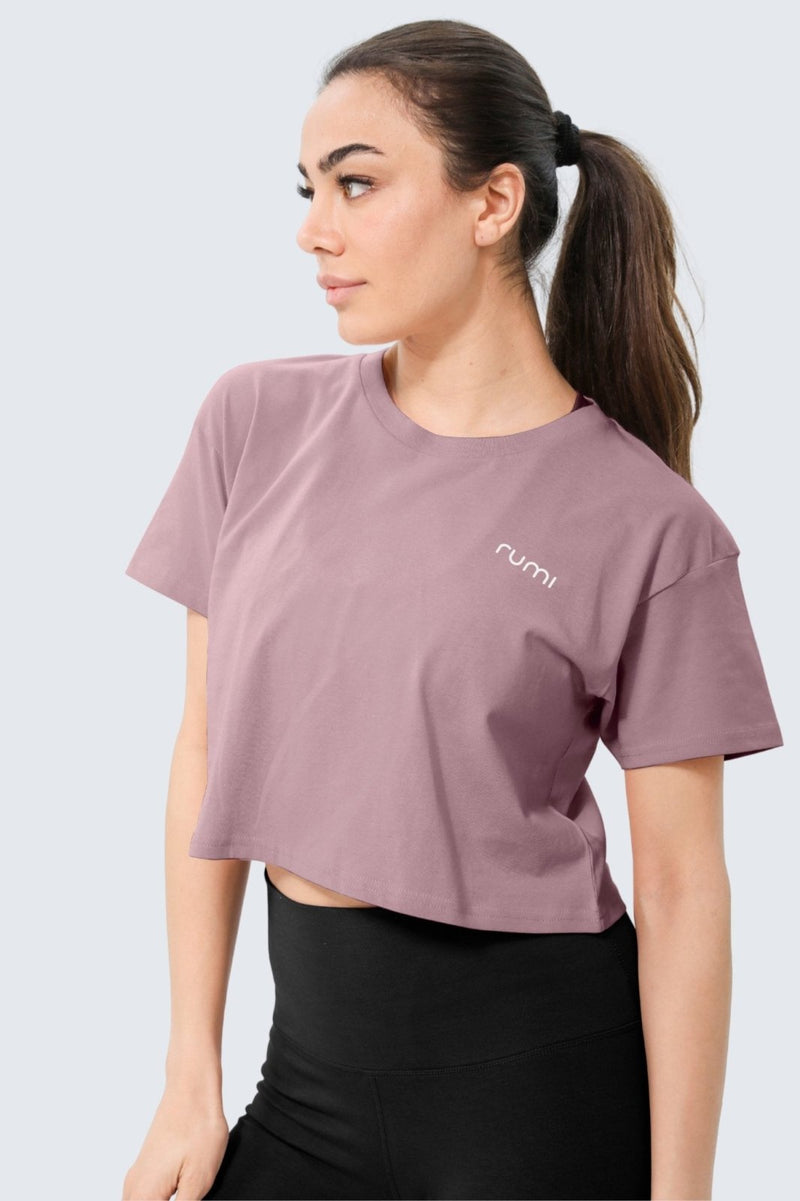 W Moon Tee Cropped - Rose Deep