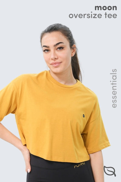 Rumi Earth - W Moon Tee Oversized Cropped - Turmeric - R111112TCP - Tops