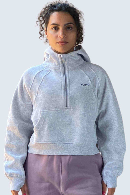 W MoonSweat Shirt Mock Oversized + Hoodie - Pebble Heather