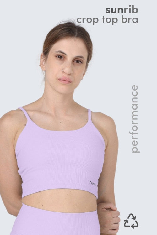 W Sun Rib Crop Top Sports Bra - Orchid