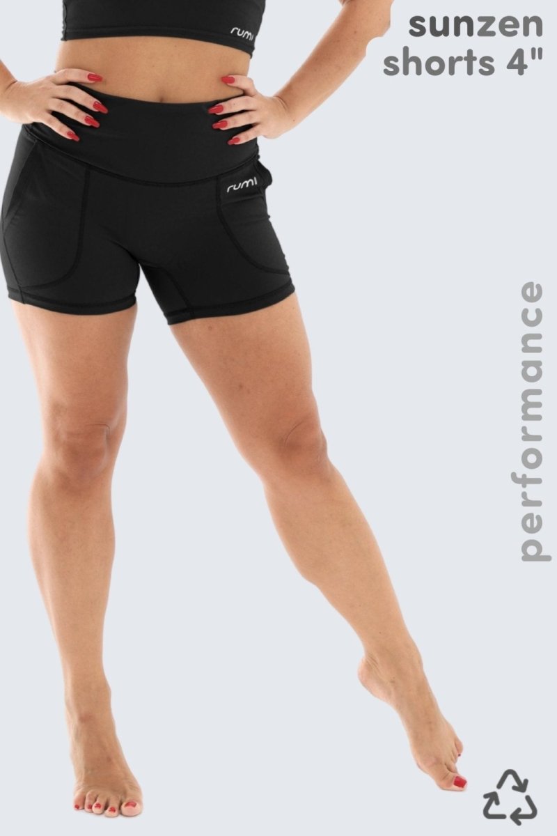 Rumi Earth - W Sun Zen Shorts 4” + Pockets - Black - R124443BKP - Bottoms