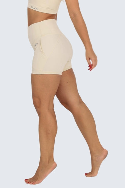 Rumi Earth - W Sun Zen Shorts 4” + Pockets - Ivory - R124443IYP - Bottoms