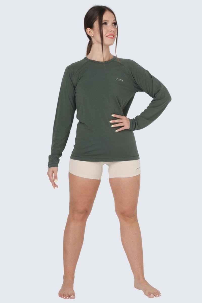 Rumi Earth - WU Move Tee Long Sleeve - Olive Deep - R521515DOP - Tops